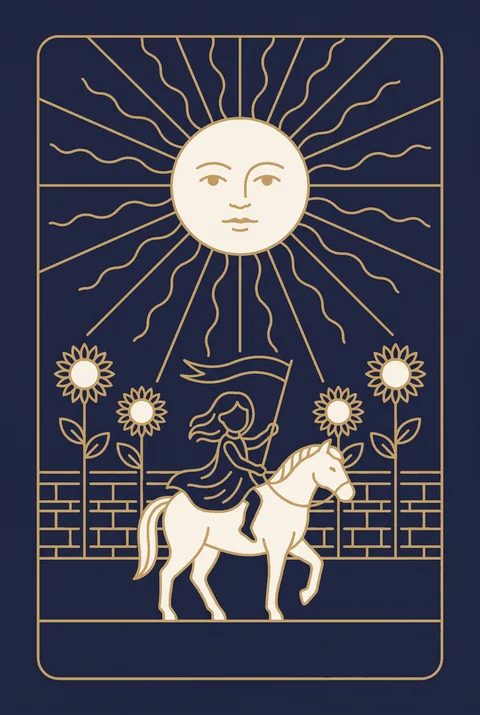 Słońce tarot, grafika karty