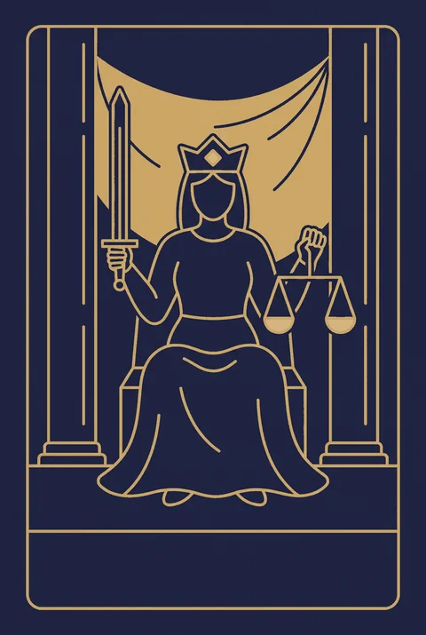 Sprawiedliwość tarot, grafika karty